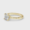 High-definition 360 view of a VS-F lab grown diamond solitaire ring in 14K yellow gold.