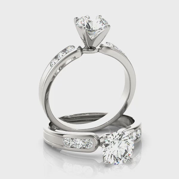 Bold Channel-Set Cathedral Diamond Engagement Ring