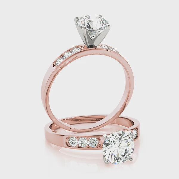 14K Rose Gold Round Cut Lab Diamond Prong Set Solitaire Ring