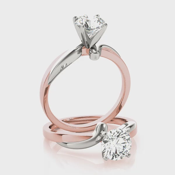 Rose Gold Bypass Engagement Ring & Curved Wedding Band