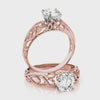 14K Rose Gold Antique Filigree Lab Grown Diamond Solitaire Ring - Full Rotation View