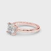 360-degree rotation of a stunning lab grown diamond engagement ring in 14K rose gold.