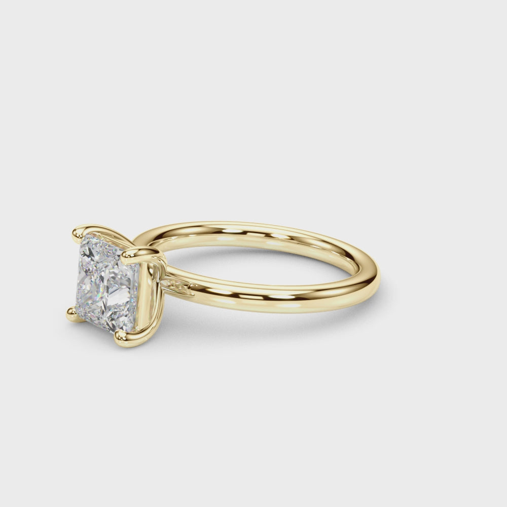 Princess Cut Solitaire Engagement Ring in 14K Yellow Gold