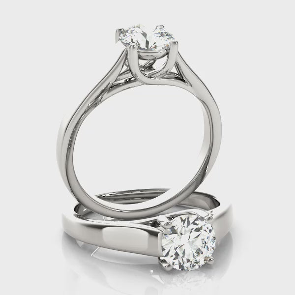 360-degree rotation video of the white gold lab-grown diamond ring, showcasing the sparkle and the detailed infinity side profile.