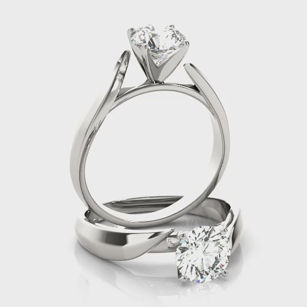 14K White Gold Round Lab Grown Diamond Bypass Solitaire Engagement Ring