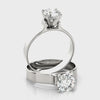 14K White Gold Round Diamond Solitaire Ring with Flat Wide Band
