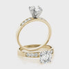 Classic Round Lab Created Diamond  Accent Solitaire Ring in 14K Yellow Gold
