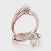 the romantic marquise lab created diamond wave ring in 14K rose gold.