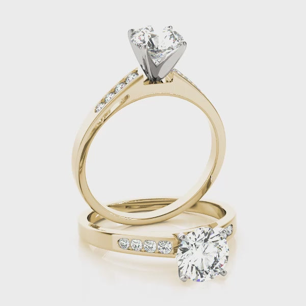 Side Details of Yellow Gold Diamond Cathedral Ring