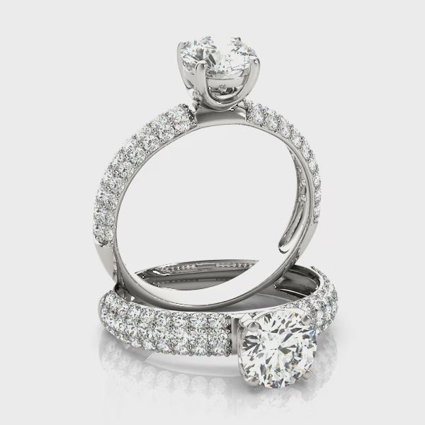 Triple Row White Gold Statement Ring