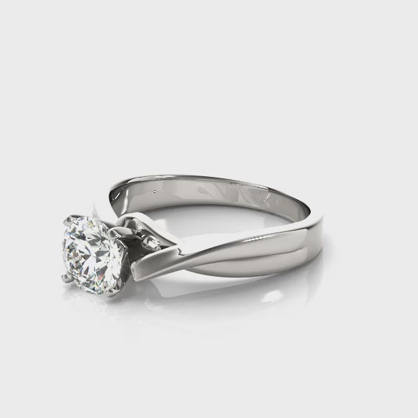 14K White Gold Round Cut Lab Diamond Split Band Bypass Ring