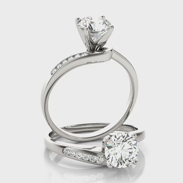14K white gold lab created diamond engagement ring.