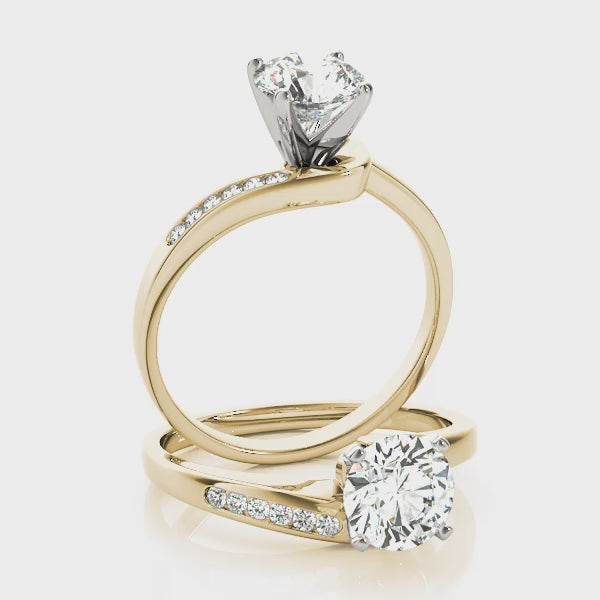 14K rose gold diamond spiral ring.