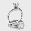 14K White Gold Round Bypass Diamond Solitaire Ring Set