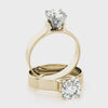 14K Yellow Gold Round Diamond Solitaire Ring with Flat Wide Band