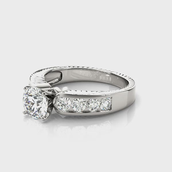 Milgrain White Gold Diamond Ring