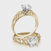 14K Yellow Gold Round Cut Lab Diamond Filigree Solitaire Ring