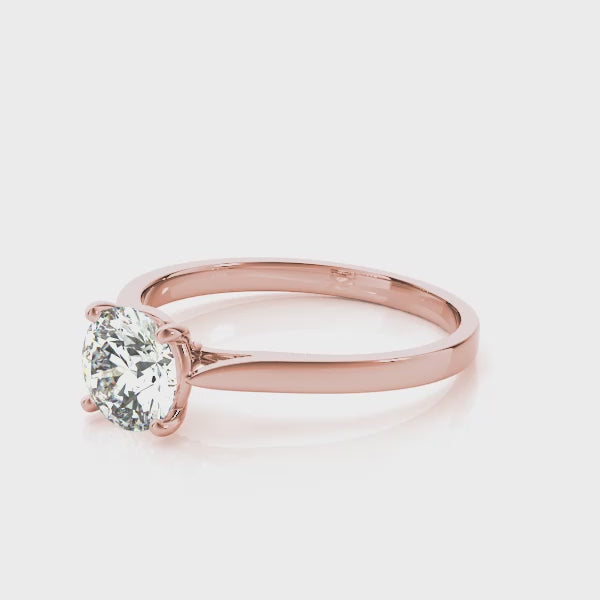 360-degree rotation video of the rose gold split trellis lab diamond ring.