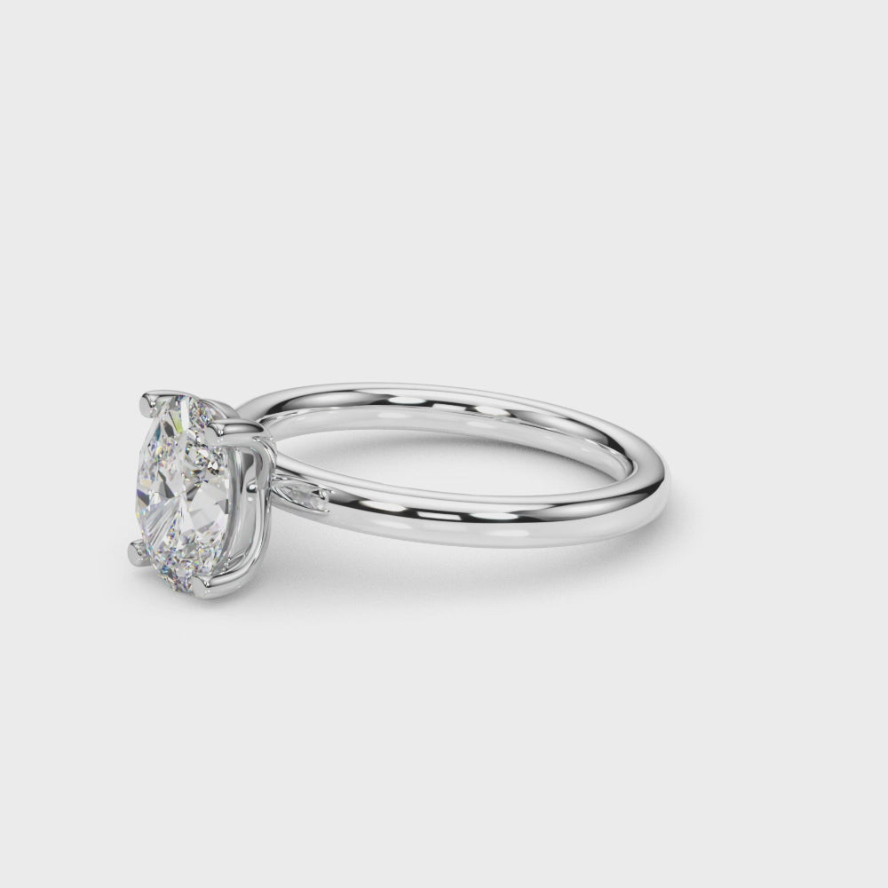 White Gold Oval Lab Diamond Ring 360 View