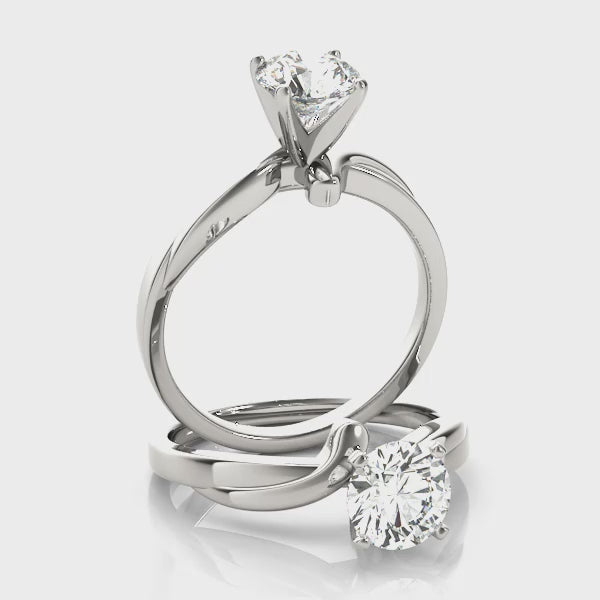 Round Diamond Bypass Solitaire in 14K White Gold