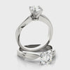 360-degree studio display video of the 14K white gold round diamond bypass solitaire engagement ring.