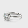 360-degree rotation video of 14K white gold bezel set lab diamond ring