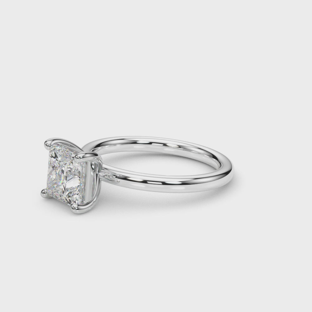 Modern Geometric Brilliance: 14K White Gold Princess Cut Ring