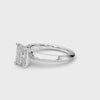 Modern 14k White Gold Band Emerald Cut Diamond Ring 360-Degree Display