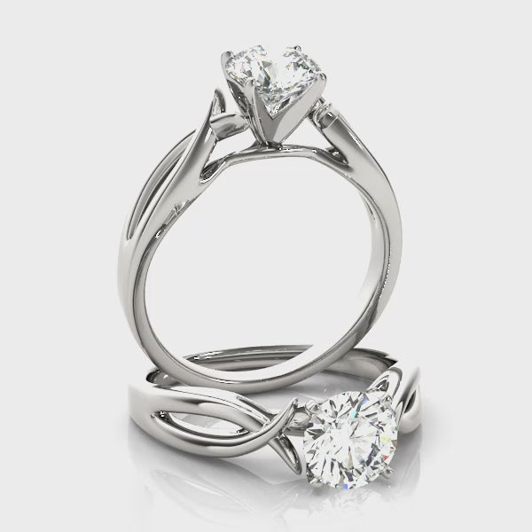 14K White Gold Cathedral Wave Diamond Ring