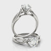 14K White Gold Cathedral Wave Diamond Ring