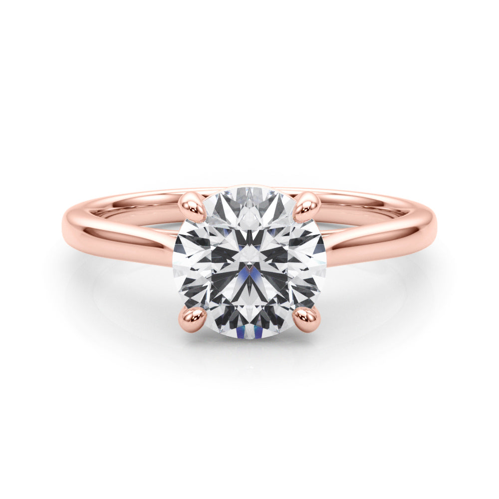 14K rose gold lab grown diamond ring front view with modern 4-prong setting