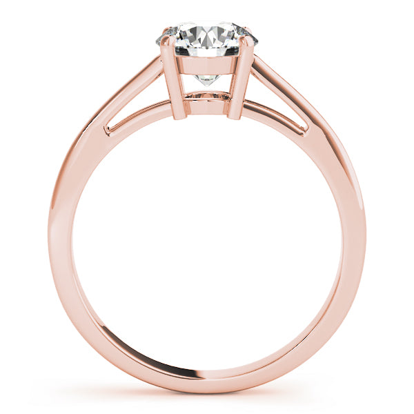 14K rose gold lab grown diamond ring showing the elegant vertical profile of the bold band and cathedral prongs.