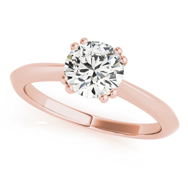 VS F lab diamond engagement ring in 14K rose gold with a double prong design.