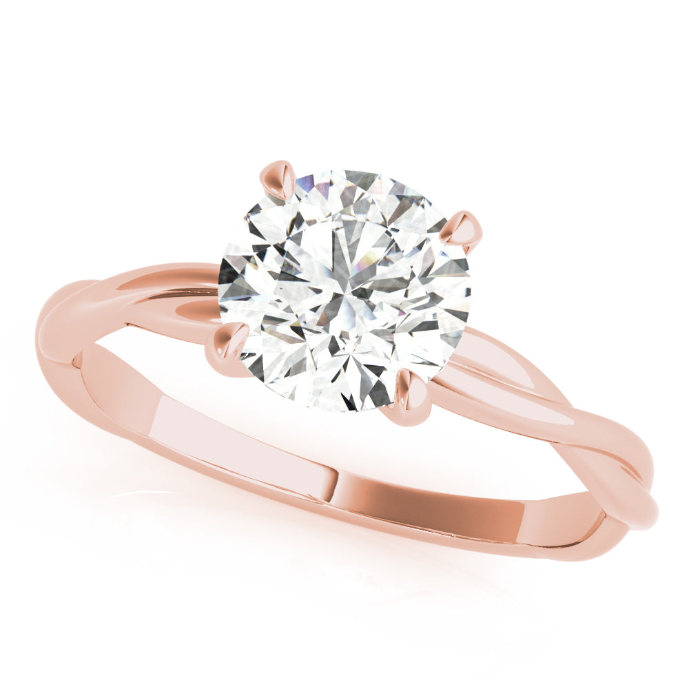 14K Rose gold engagement ring with round lab diamond