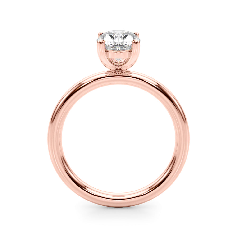 Side view of 14K Rose Gold Oval Lab Grown Diamond Ring