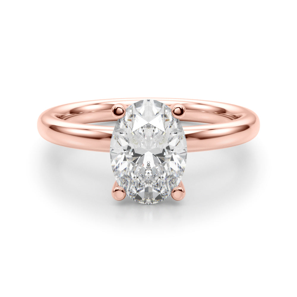Top view of Oval Lab Grown Diamond set in 14K Rose Gold