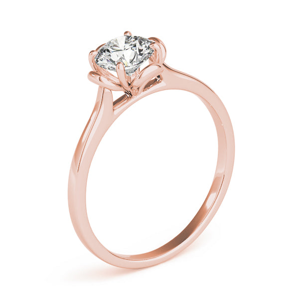 Side profile view of the 14K rose gold ring showing the detailed petal-like structure.