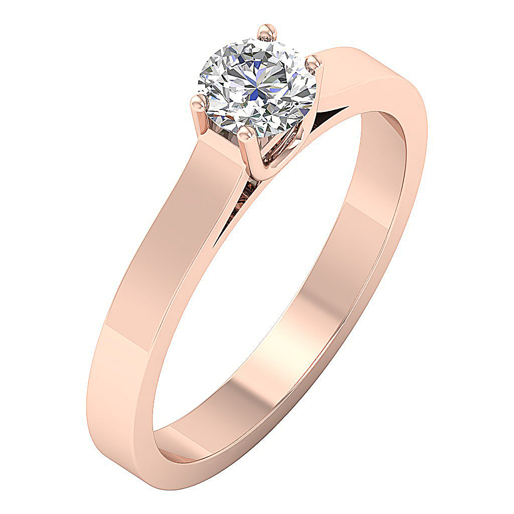 Elegant 14K rose gold solitaire ring with F color lab diamond