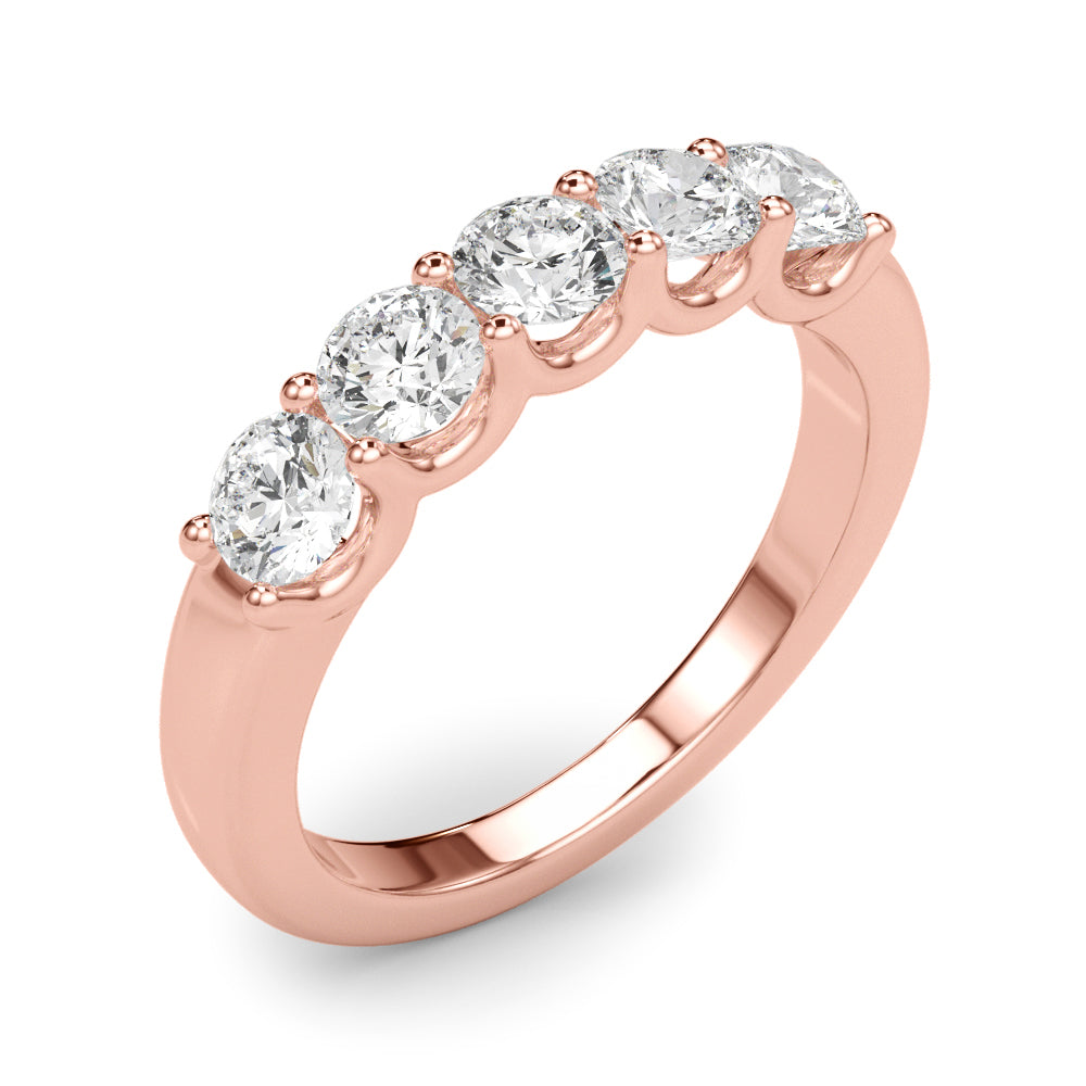 Elegant side profile of rose gold U-prong diamond ring