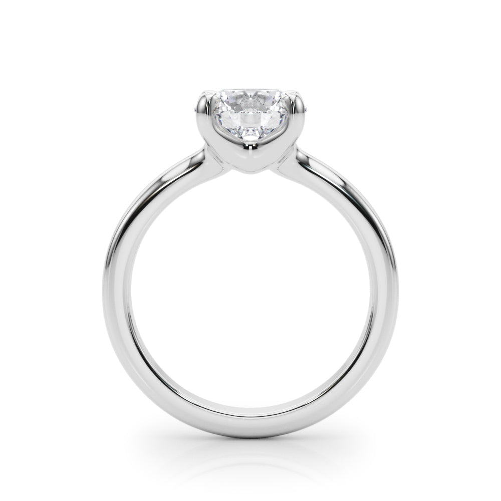 45-degree angle view of round VS-F lab diamond ring in white gold