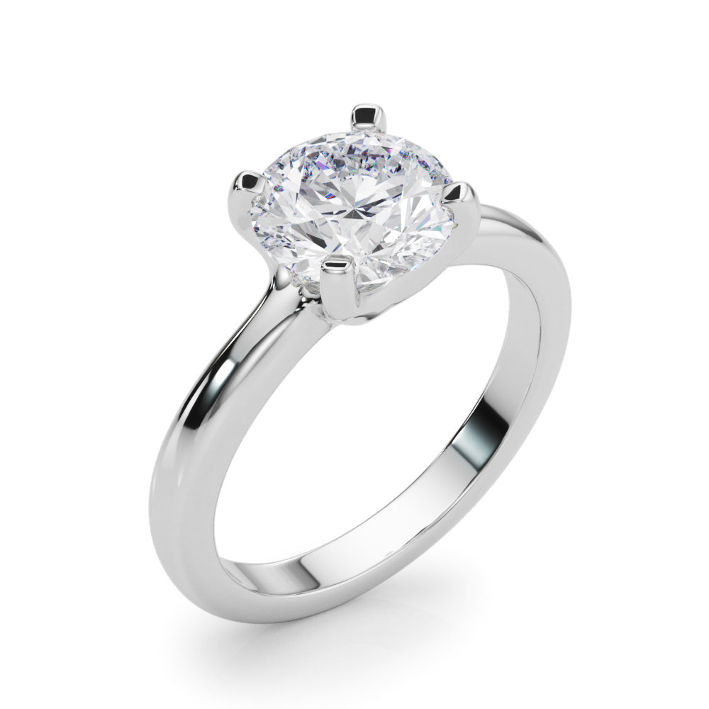 Side profile of 4-prong lab diamond solitaire ring in white gold