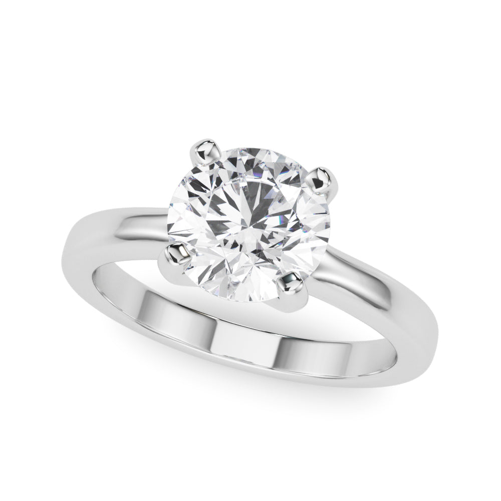 Top view of round brilliant lab grown diamond in 14k white gold solitaire setting
