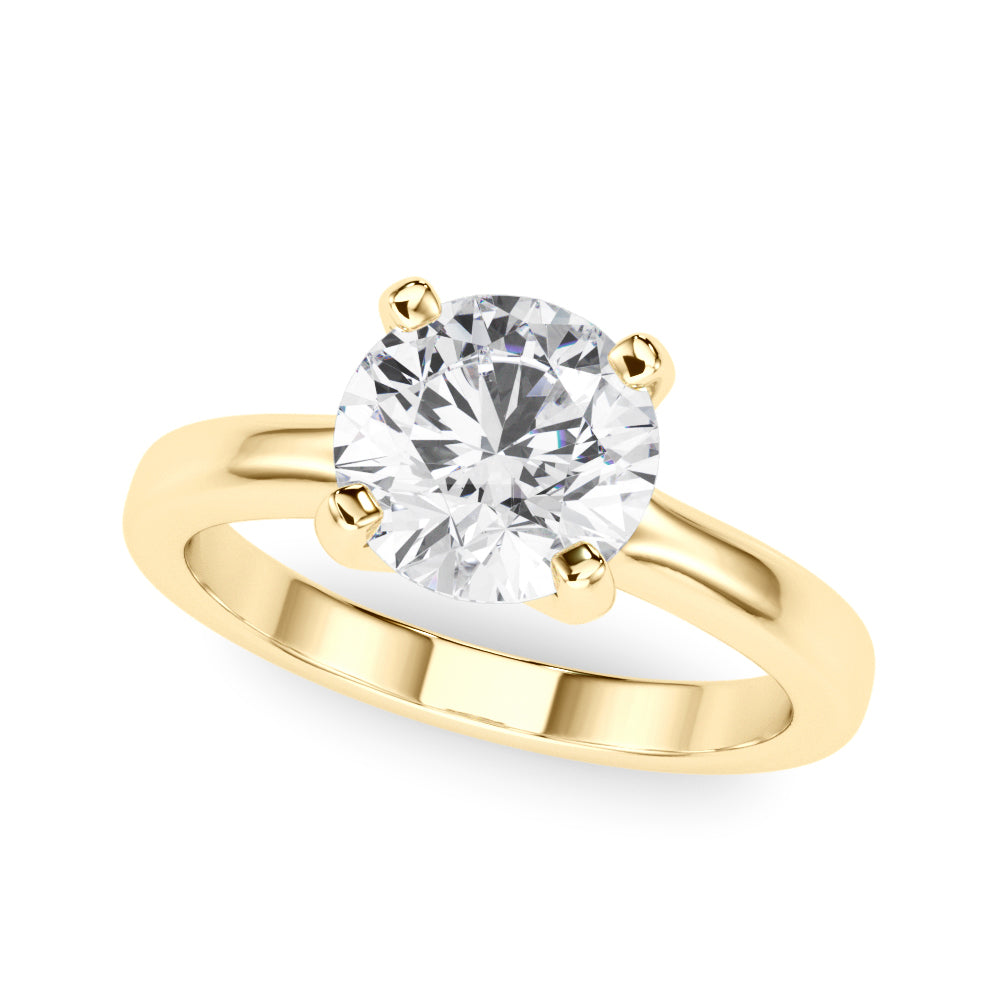 14k yellow gold solitaire ring with round brilliant lab grown diamond top view
