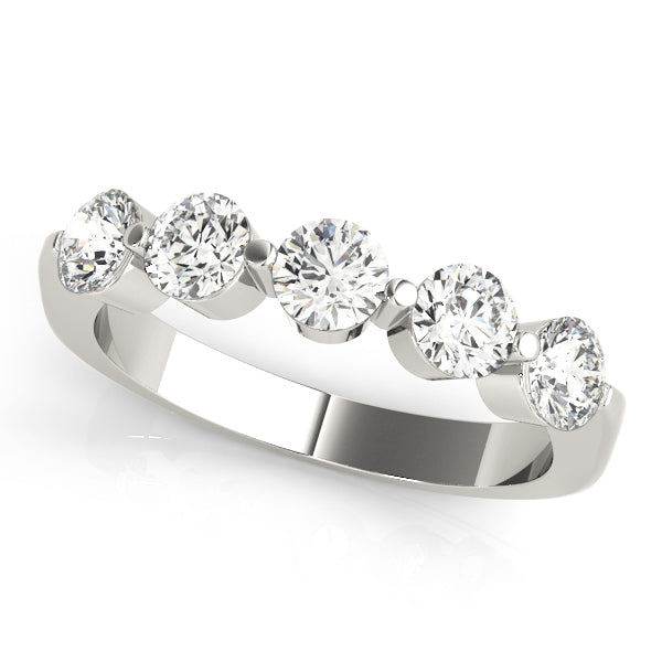 14K White Gold 5-Stone Lab Diamond Ring with Shared Prong Setting