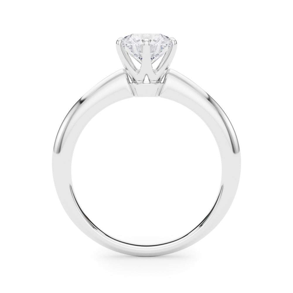 Side profile view of the secure 6-prong diamond setting.