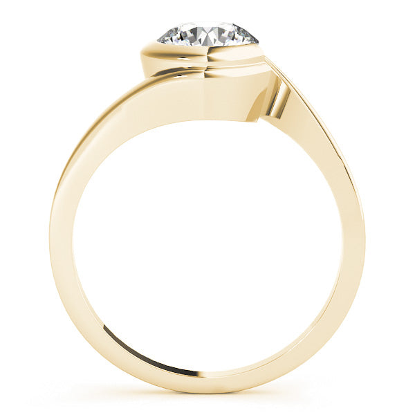 Elegant side view of a lab-grown diamond ring in a 14K yellow gold bypass setting.