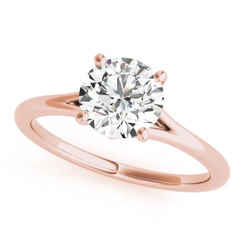 Front angle view of Split Shank Diamond Ring in 14K Rose Gold