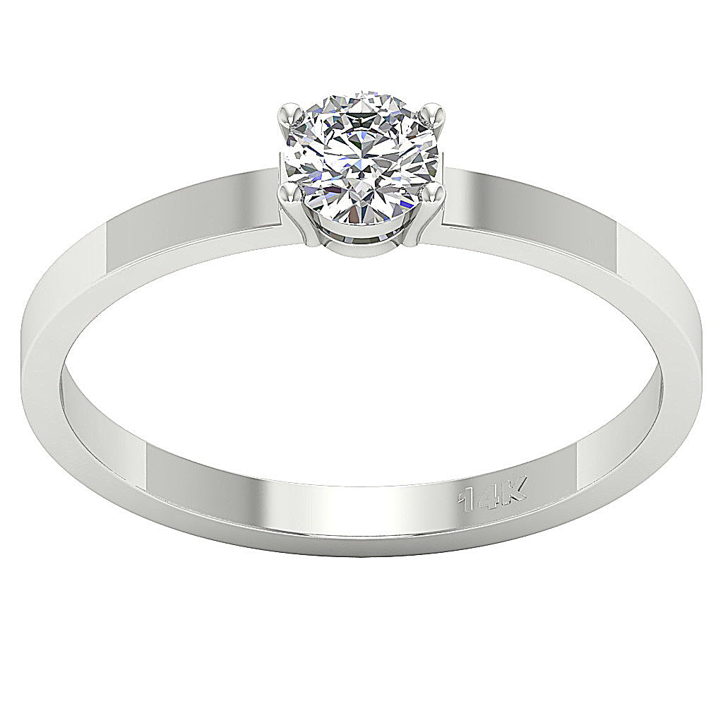 Stunning top view of a 4.00ct round brilliant cut diamond on a flat gold band.