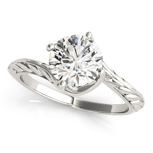 Front view of a white gold bypass solitaire ring featuring a 1.75ct round lab-grown diamond.