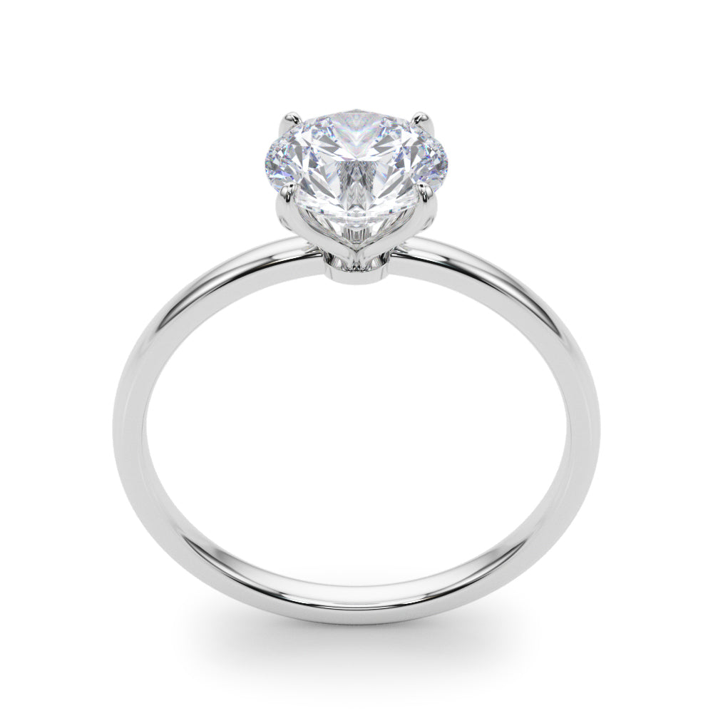 Front perspective of a classic round lab-grown diamond solitaire ring in 14K white gold